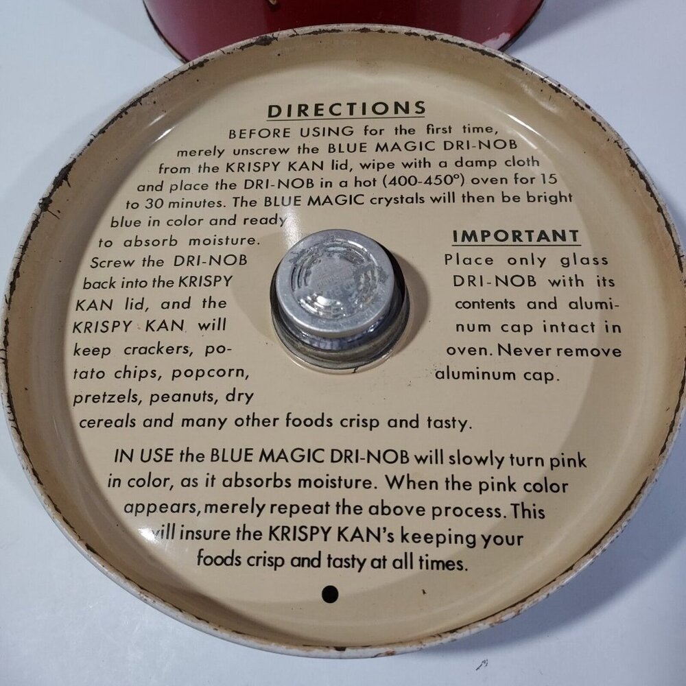 Saltine Cracker Pretzel Cookie Tin Blue Magic DRI NOB Krispy Kan Lid Red - Picture 2 of 8